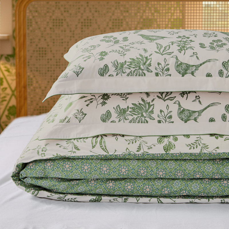 Festival Pheasants Cotton Duvet Cover Set, King Size Duvet Cover + 2 Pillowcases