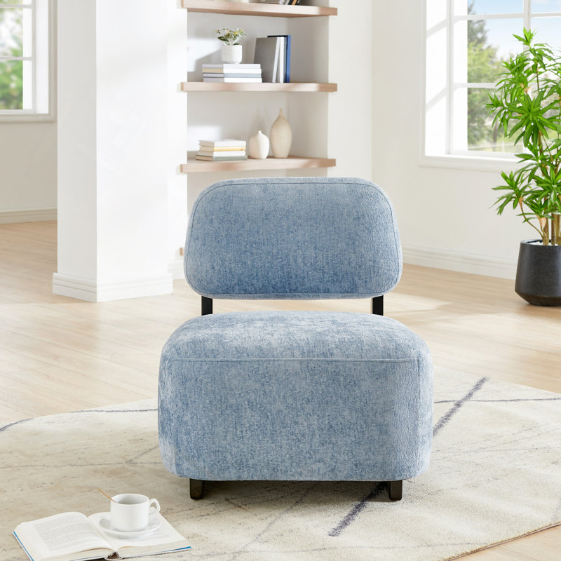 Chaise d'appoint moderne avec structure en bois massif, Bleu