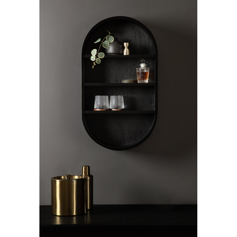 Minx 3 Piece Oval Mango Accent Shelf, Black
