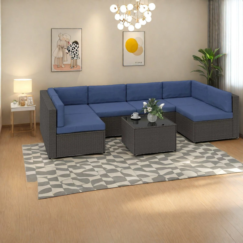 Canapé modulaire modulaire en rotin 7 pièces