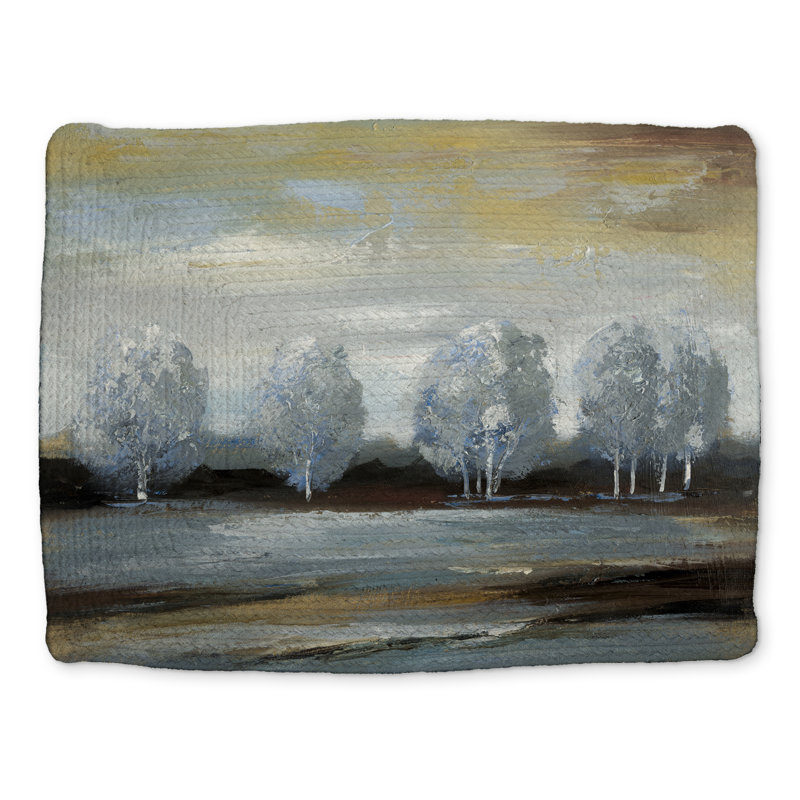 Napperon gris paysage tressé bleu | Trees Home Decor