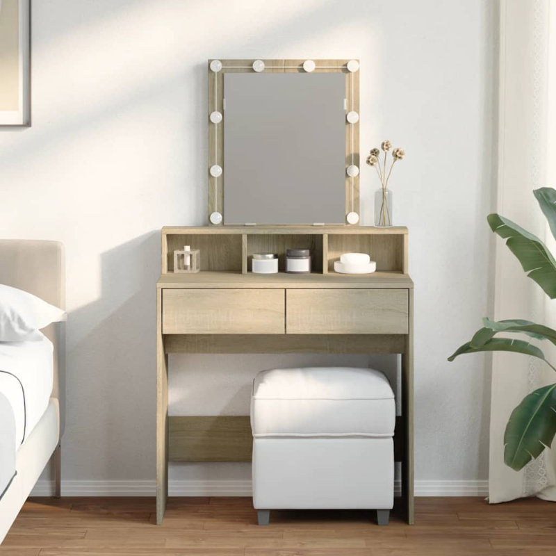 Simote Dressing Table with Mirror, Sonoma Oak