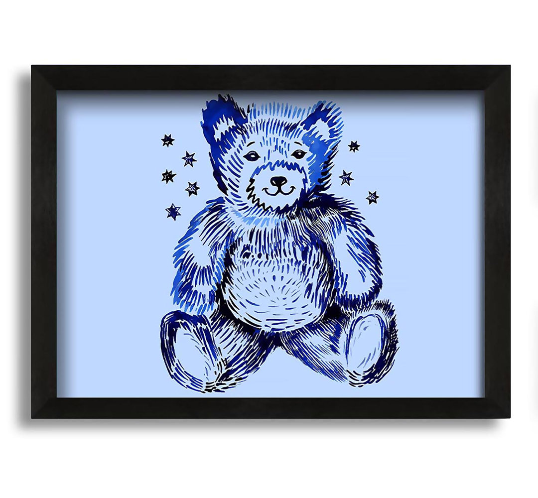 Gerahmtes Leinwandbild Blue Teddy Bear Stars