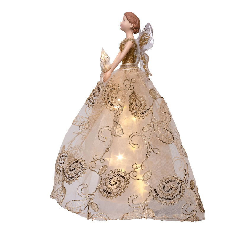 Kurt Adler 12" Prelit Angel With Star Reflect Effect Tree Topper