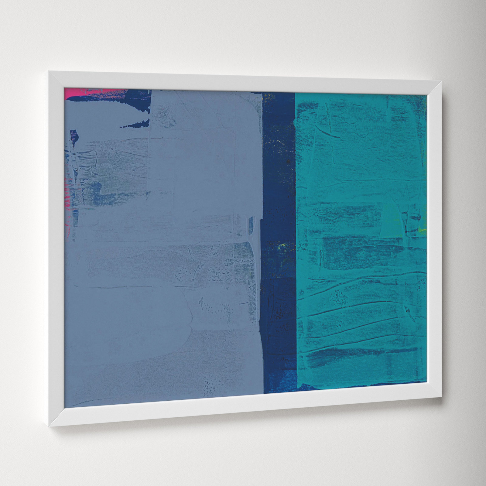 Bold In Blue 2 by Andrea Stokes, White Framed, 24" H x 30" W x 1.25" D