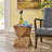 Sleek Concrete Accent Table With Abstract Grace - Lightweight Construction Hand-Painted Pattern Choice
