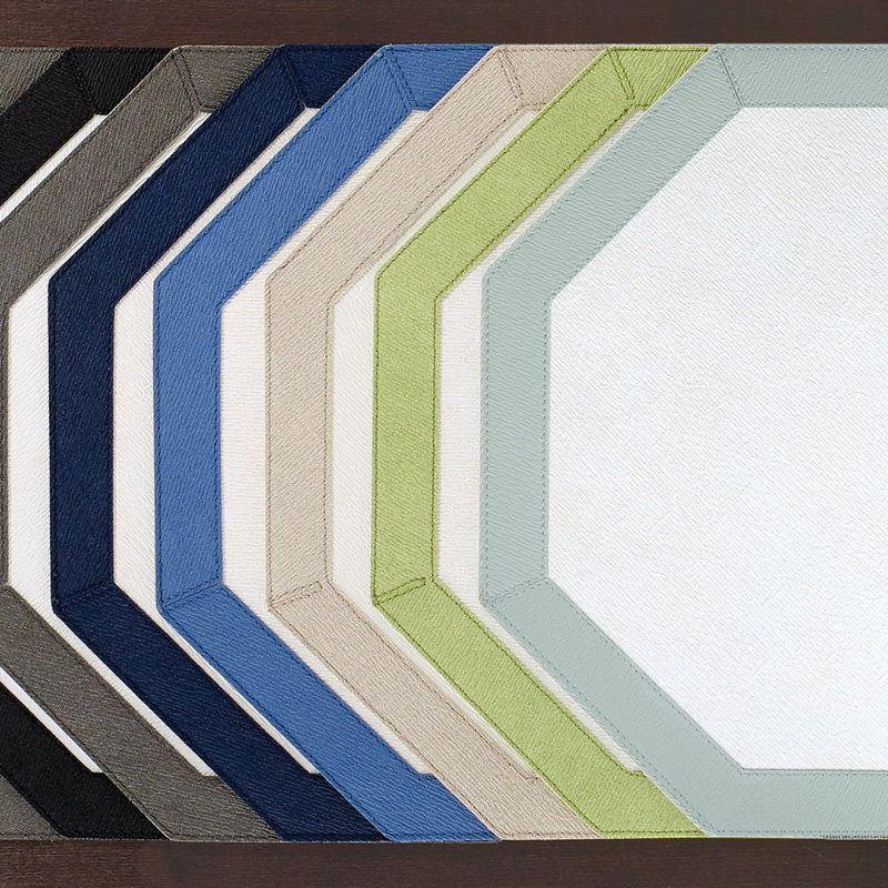 Bordino Vinyl Octagon Placemats, Oatmeal