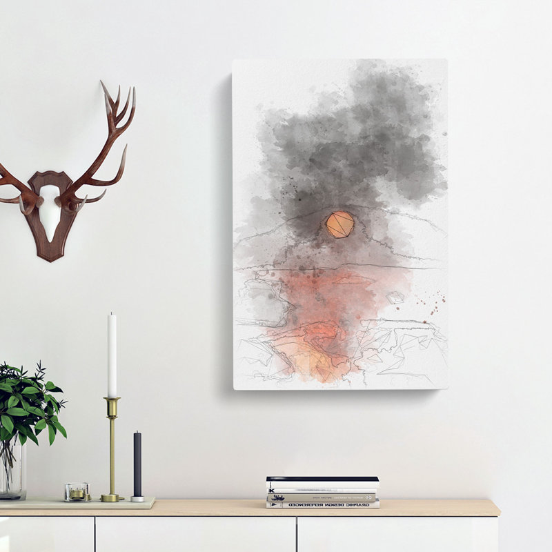 Sunset on Fire - Wrapped Canvas Drawing - Wrapped Canvas, 91cm H x 60cm W x 4cm D