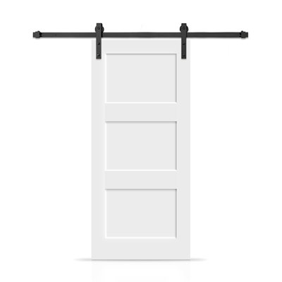 3 Panel Shaker Painted Composite Modern Interior Sliding Barn Door with Hardware Kit