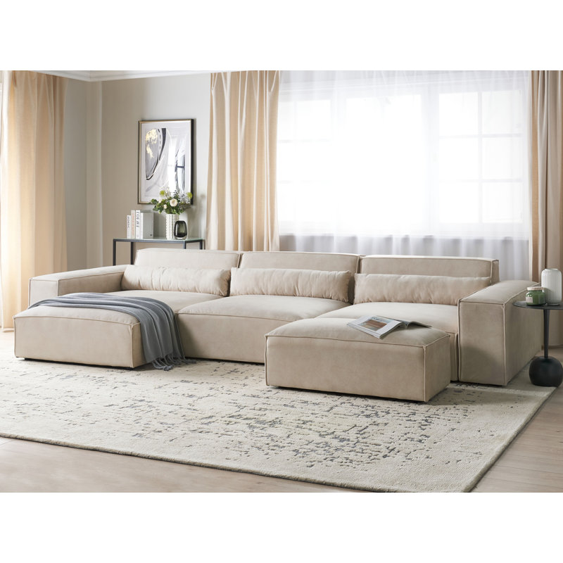 Boleslovas 3 Seater Sofa & Chaise, Beige, Right Hand Facing