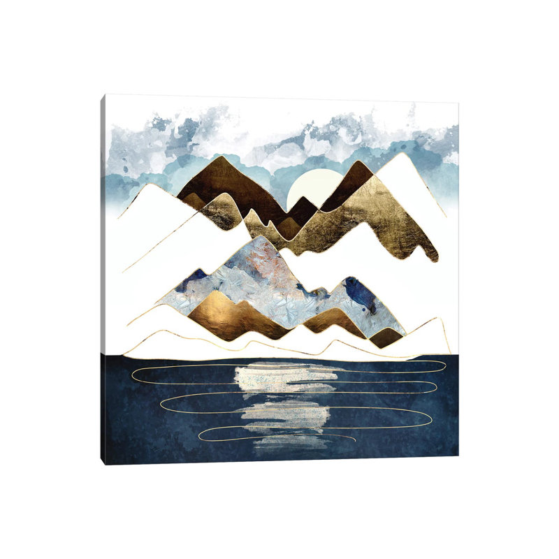 Minimal Abstract Mountains - impression d'art graphique, H 18 po x l 18 po x 1,5 po, Aucun mat, Toile tendue
