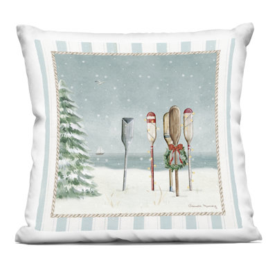 Coussin décoratif Christmas in Newport Oars, par Danielle Murray