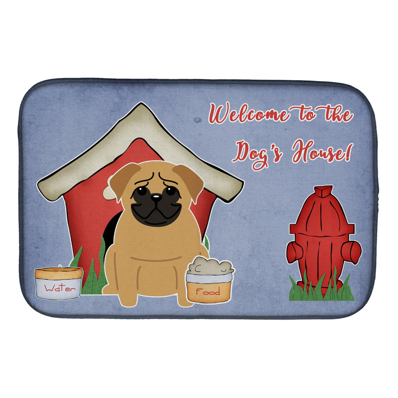 Tapis de séchage carlin dog house, Jaune