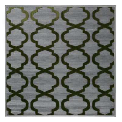 Machine Washable Trellis Grey Area Rug