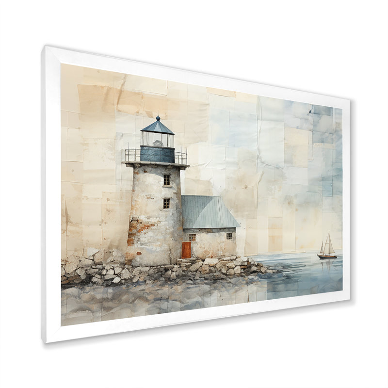 «Minimal Grey Light House Horizon II», reproduction sur toile, Cadre photo blanc, H 34 po x l 44 po