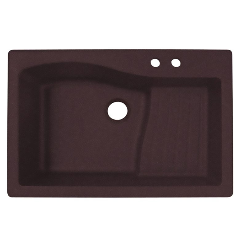 33'' L Mounting / Installation Required Single Bowl Quartz Kitchen Sink, 2 Hole 2B, Espresso