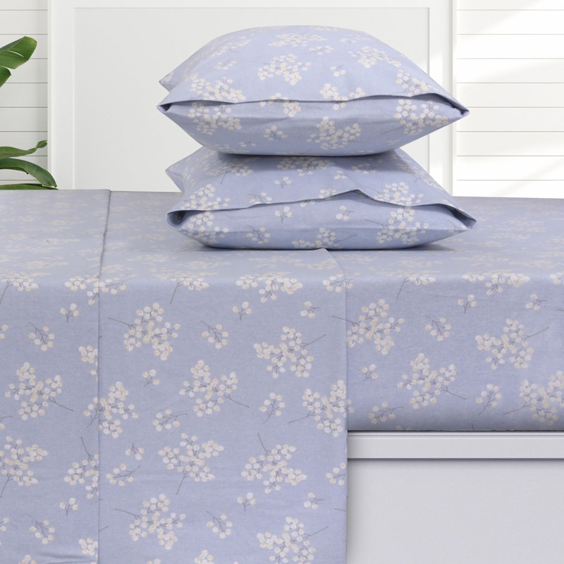 6-oz Cotton German Flannel Deep Pocket Sheet Set, California King Sheet Set with 3 Additional Pieces, Giovanna Floral