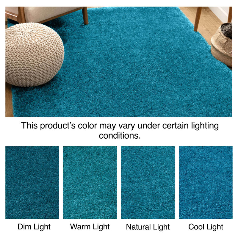 Tapis bleu à poils longs Feather, Rectangle 3 pi 3 po x 5 pi