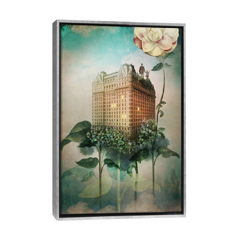 «Reach out» par Catrin Welz-Stein - reproduction d'art, H 48 po x l 32 po x P 1,5 po, Toile avec cadre argenté, Pas de tapis