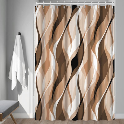 Rideau de douche en polyester imperméable à rayures moderne avec crochets pour salle de bain