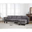[NOUVEAU] [Canapé modulaire à 5 places, avec repose-pieds avec rangement, canapé modulaire convertible, canapé en L, méridienne réversible, canapé riveté, chenille, gris