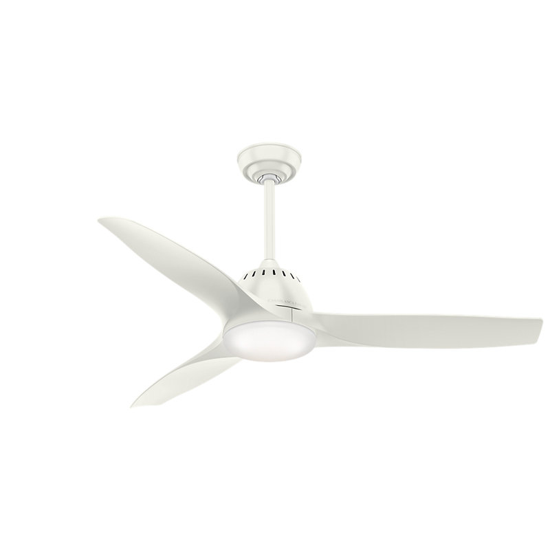 52" Wisp 3 - Blade LED Standard Ceiling Fan with Remote Control and Light Kit Included, White/Noble Bronze