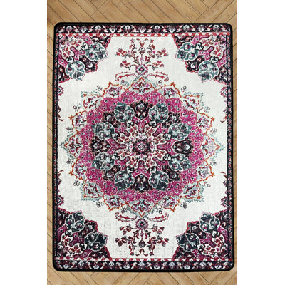 Antibacterial Non-Slip Area Rug, 2.6 x 4.6 ft, 100% Polyester, 0.4 in Pile Height | Machine Washable, Dot Underside, Durable & Easy to Clean | Perfect for Living Room, Bedroom & Playroom, Soft & Stylish Design