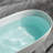 59'' Freestanding Tub Solid Surface Stone Resin Free Standing Soaking Bathtub with Overflow, Pop-up Drain, White