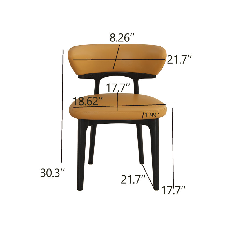 Wood Dining Chairs with Upholstered Brown Faux Leather Cushion Seat, Black Legs No Assembly Required (Set of 6), 6, Black