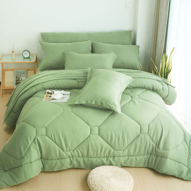 8 PCS Modern Comforter Set with Sheets All Season Bed in a Bag, King Comforter + 7 Additional Pieces, Sage