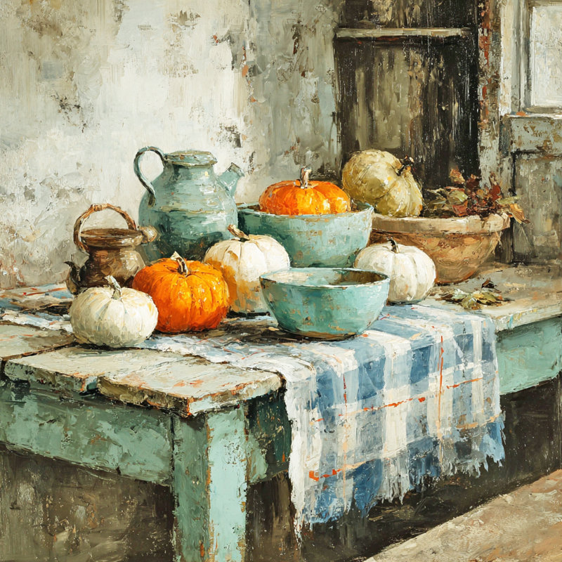 Art mural sur toile Country Kitchen Pumpkins, H 30 po x l 30 po