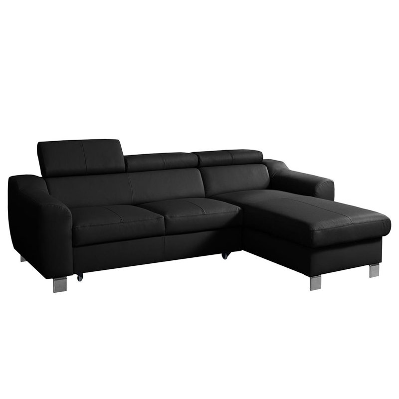 Avaiyah Leather Chaise Sofa with Sleeping Function and Storage, Black, Yes, Right Hand Facing