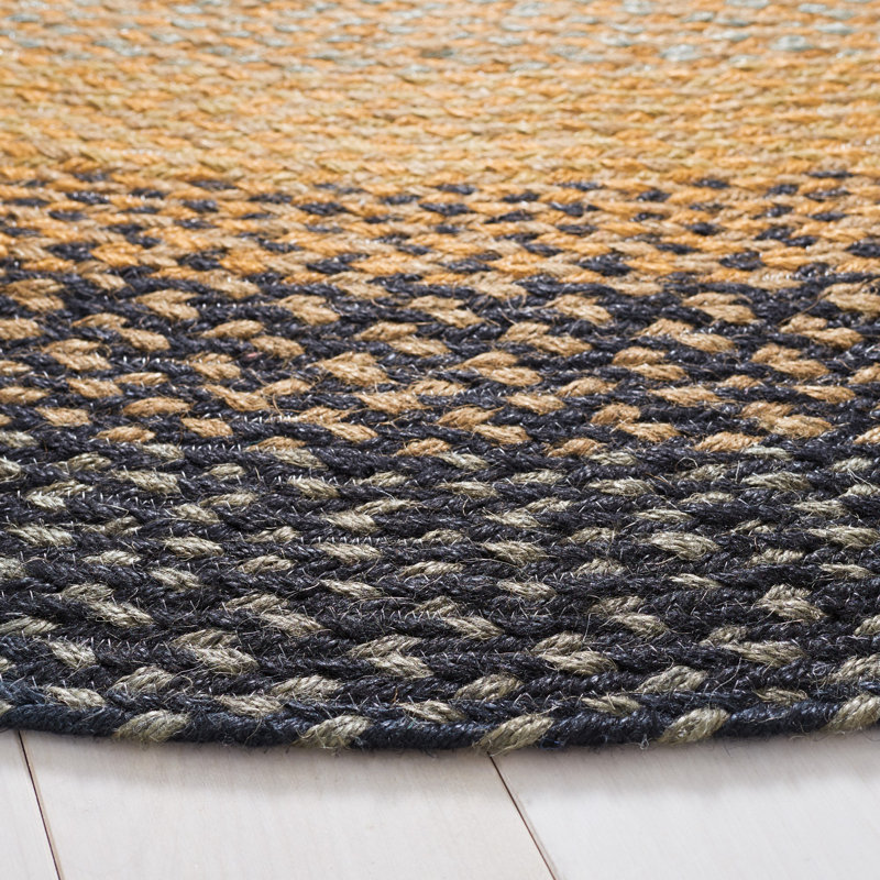 Braided Flat Weave Jute Striped Rug, Round 6'