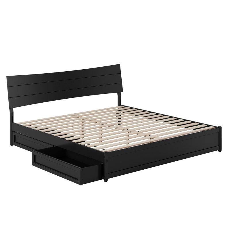 Harlowe Wood Platform Bed with Storage Drawers, Noir, King