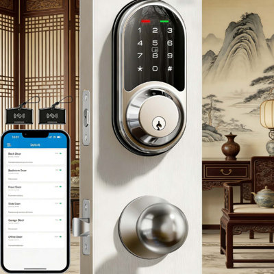Smart Locks avec poignées, clavier numérique tactile électronique pour la porte d'entrée, nickel satiné
