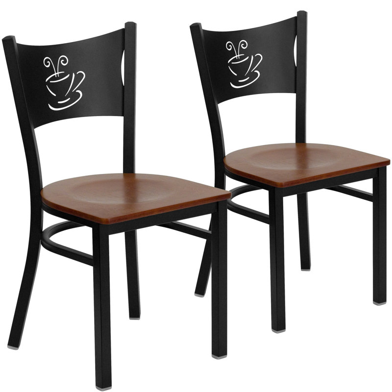 Penaloza Coffee Back Metal Restaurant Chair, Cherry