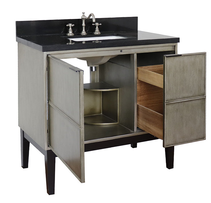 37'' Single Bathroom Vanity with Stone Top, Black Galaxy