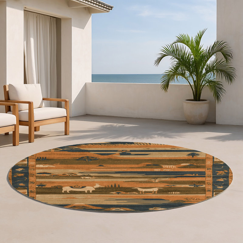 Tapis intérieur et extérieur ArtDeco, Rond 5 pi