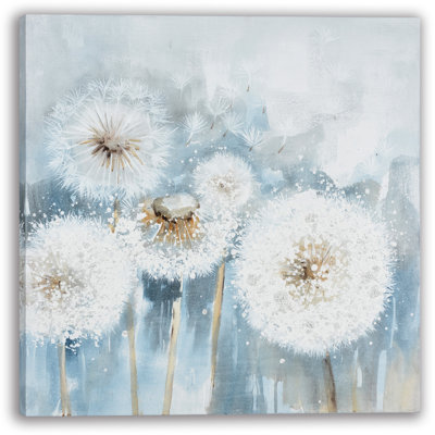 Pissenlit, rêve, aquarelle bleue, art mural