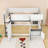 Full Loft House Bed With Cabinet, Ladder And Guardrails-392983898