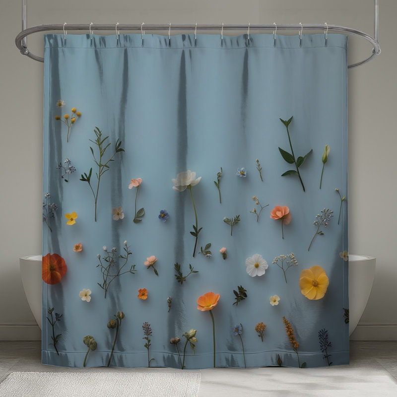 Rideaux de douche assortis à motif de fleurs sauvages très long, L 70 po x H 72 po