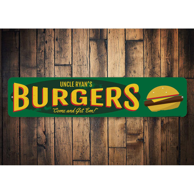 Plaque en aluminium Burgers, H 6 po x l 24 po x P 0,06 po
