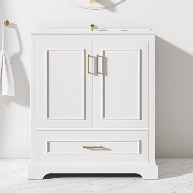 Meuble-lavabo moderne 30 po avec lavabo en céramique, Blanc