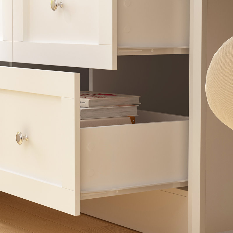71'' H X 47'' W 9-Drawer White Bookcase With 3-Layer Shelf