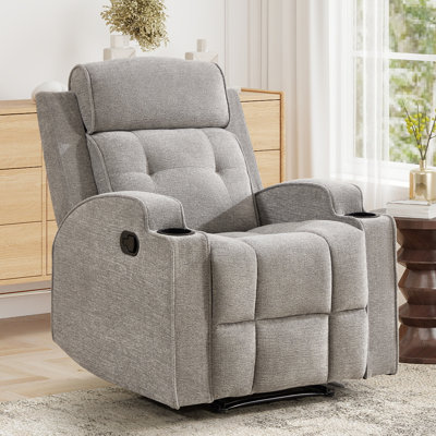 Fauteuil inclinable manuel de 31,5 po de largeur avec deux porte-gobelets et revêtement en microfibre douce