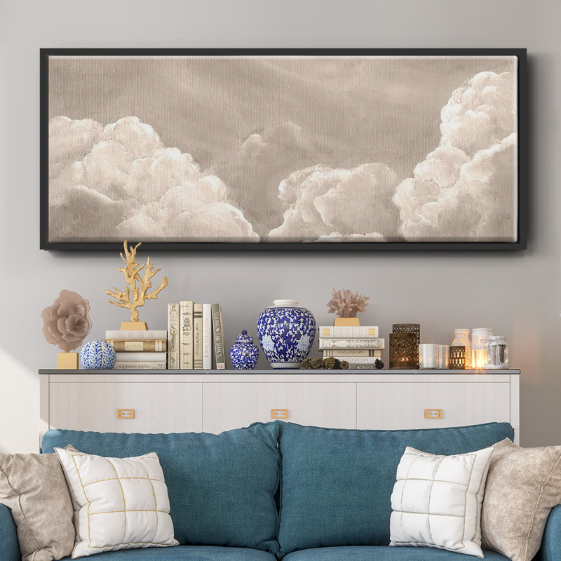 Painted Clouds II- Framed Canvas, 20" H x 50" W