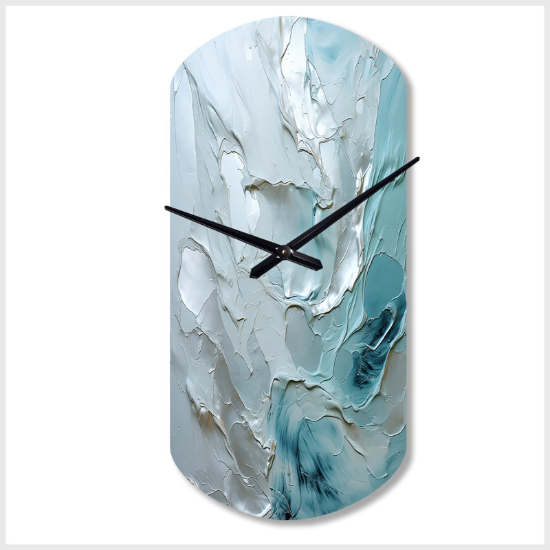 Silver Shimmer - Landscapes Asymmetrical Metal Wall Clocks, Grey Cylinder Wall Clock Print, Large