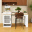 Îlot de cuisine avec table de salle à manger extensible, rangement double-face, prise de courant et tablettes réglables-208941651
