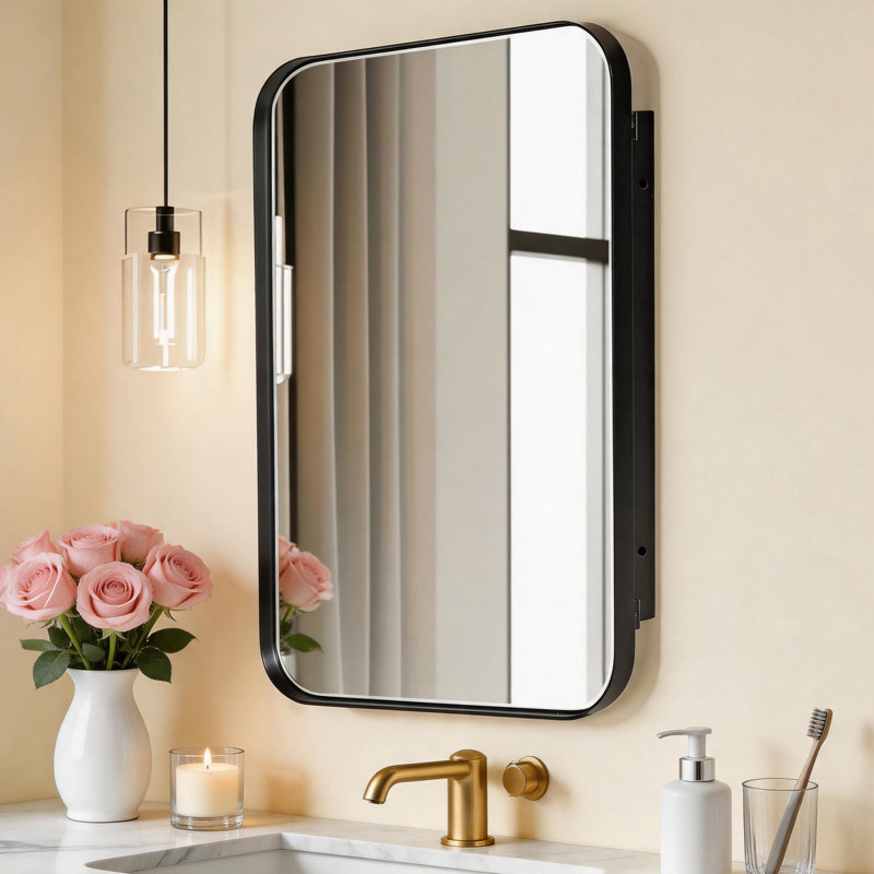 16'' W 24'' H Framed Medicine Cabinet, Black