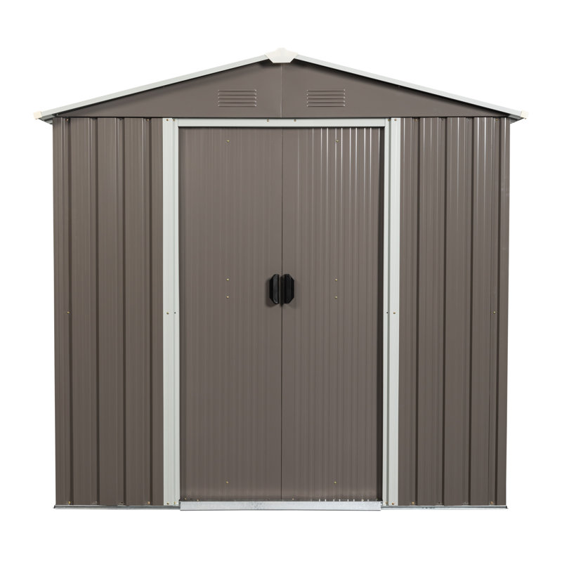 Outdoor Metal Storage Shed, Gray, 8 ft. W x 4 ft. D